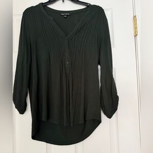 Cable & Gauge dark green  Relaxed Pleated Blouse